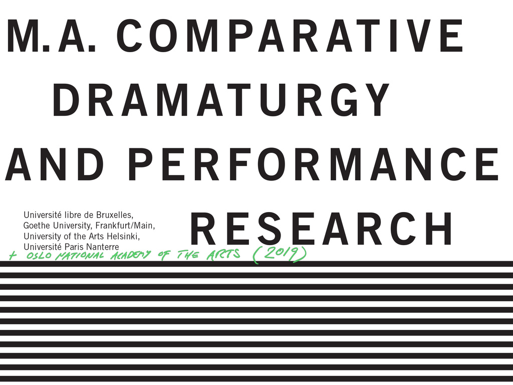 Ny internasjonal master i dramaturgi (Komparativ dramaturgi og performance-studier) Ny internasjonal master i dramaturgi (Komparativ dramaturgi og performance-studier)